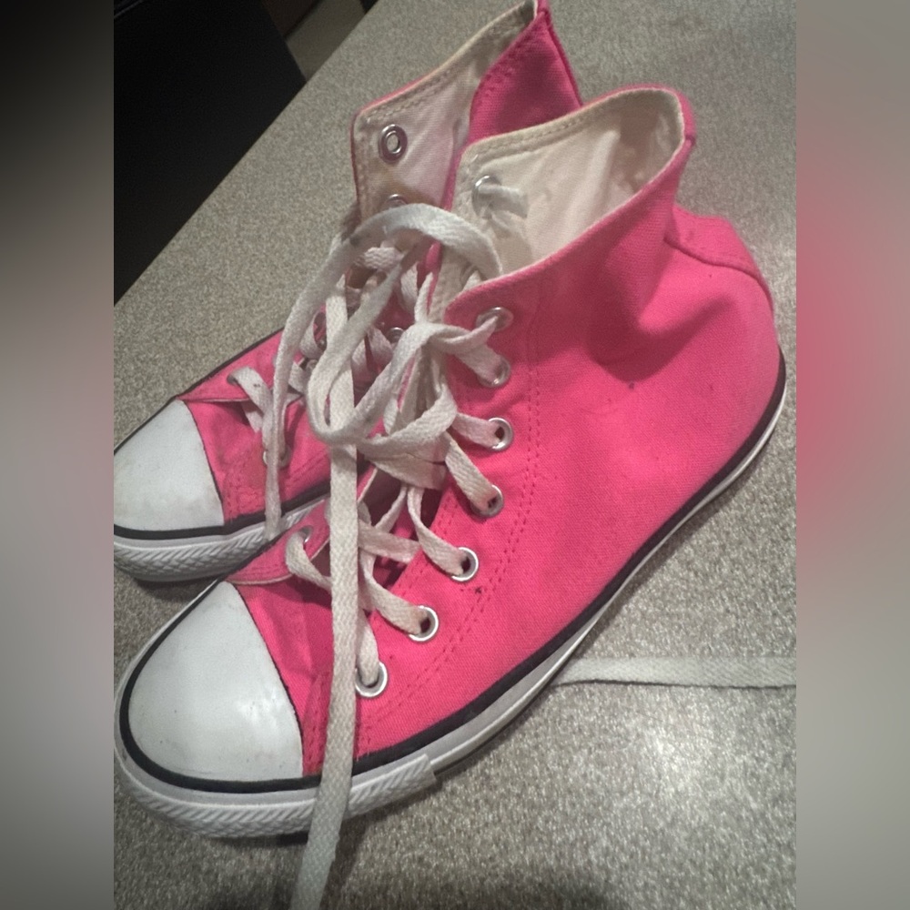 Pink high top converse